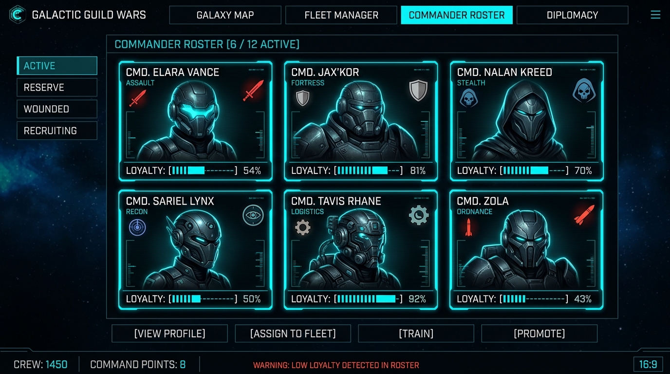COMMANDER ROSTER · LIVE BUILD